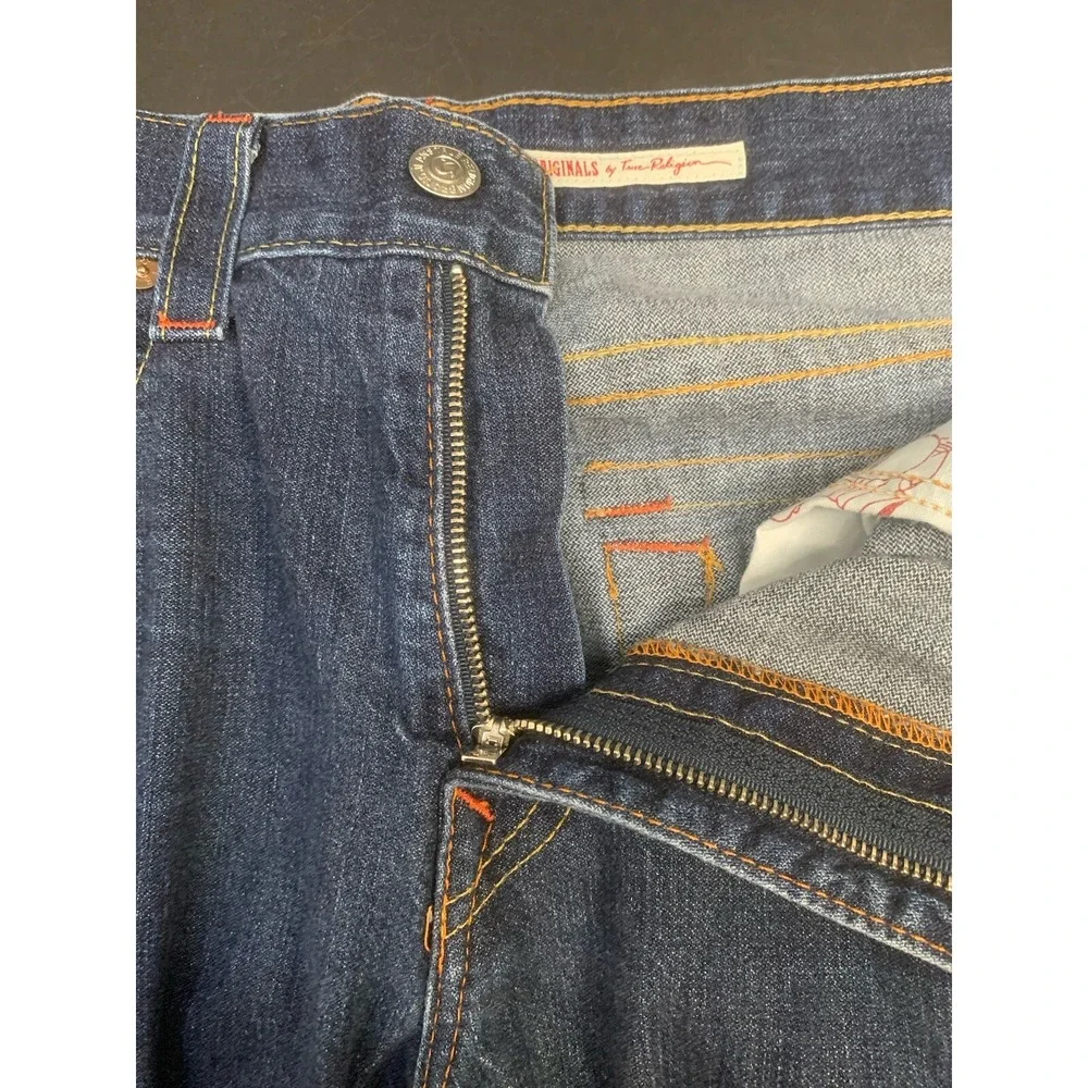 True Religion Ricky Relax Straight Flap Jean Mens 40x31 Dark Wash 100% Cotton
